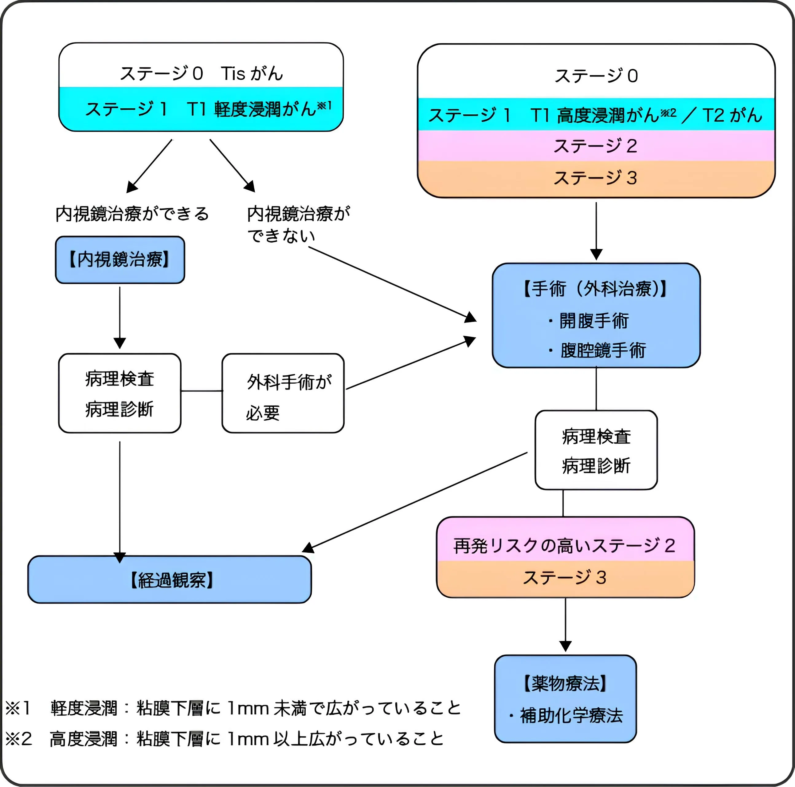 大腸がんの進行度と治療方針