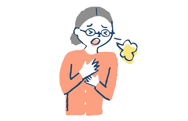 息苦しさ　呼吸困難や動悸が現れることもあります。