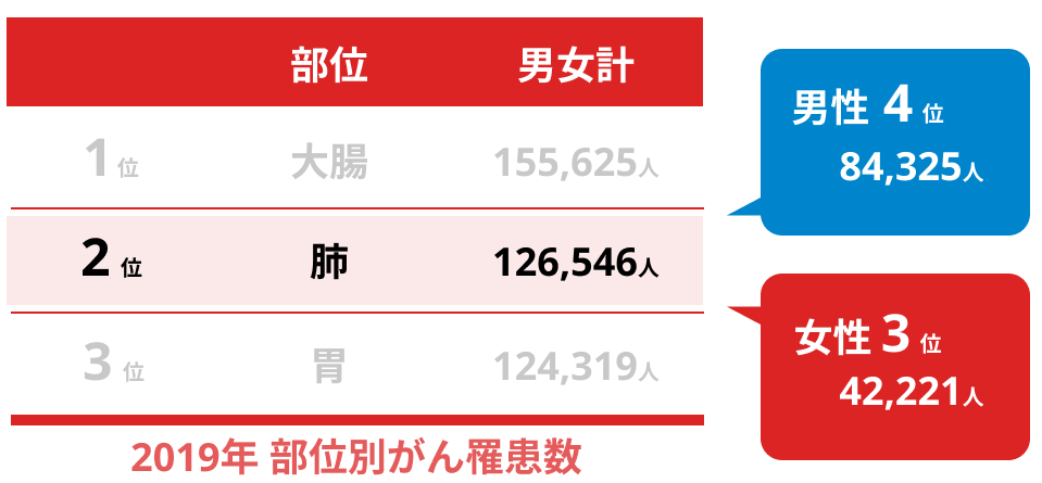 部位別がん罹患数の表
